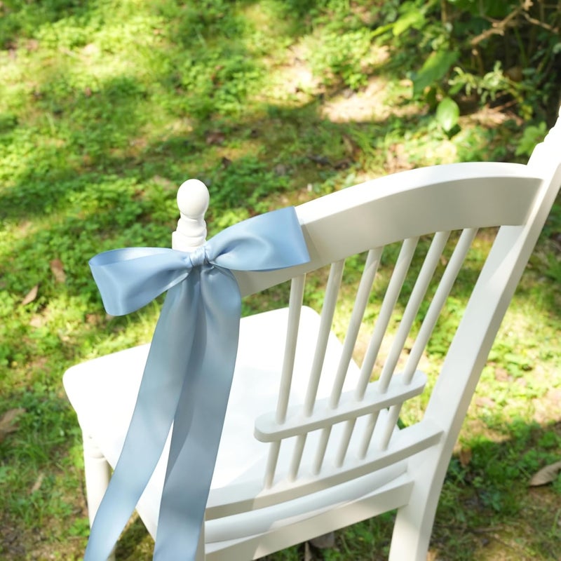 DINDOSAL Dusty Blue Satin Ribbon - 2 Inch French Blue Silk for Christmas Tree & Wedding Bouquet - 25 Yards - Image 3